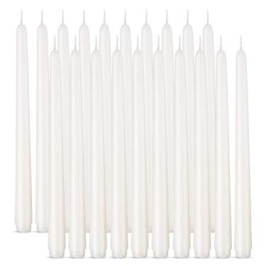 Imagem de Velas afuniladas de 25,4 cm (A) sem gotejamento, conjunto de 20 velas brancas sem cheiro e sem fumaça de longa queima, cera de parafina com mechas de algodão para queimar 8 horas