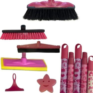 Imagem de KIT PINK VASSOURA VERONA COMFORT PINK, 1 RODO 30CM, 1 ESFREGAO, 1 LAVA AZULEJO(COM CABOS) 1 RODINHO SLIM 1 ESPONJA INFANTIL