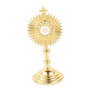 Imagem de KiBcsLic Crucifixo em pé, ornamento de carro, estatueta católica com base de mesa, cruz para capela, decoração cristã, mesa, orações para casa, Gold L