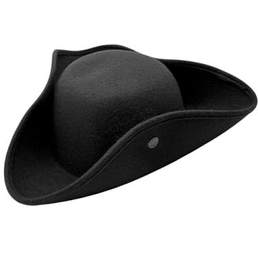 Imagem de Jgalnim Chapéu de pirata para homens e mulheres, acessórios de fantasia de pirata, chapéu triângulo colonial para Halloween, festa de fantasia