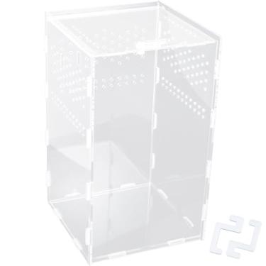 Imagem de Gabinete de aranha saltadora, mini habitat de aquário de répteis de acrílico, terrários transparentes com trava, microhabitat de terrário para tarântula pequena árvore répteis insetos (15 × 15 × 25 cm