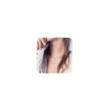 Imagem de NAOKIFU Colar feminino de trevo de quatro folhas, banhado a ouro 18K, em camadas delicadas, de aço inoxidável, 4 folhas, pingente de flor, pingente da sorte, joias para presentes, Aço inoxidável, Sem