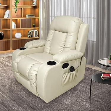 Imagem de Poltrona do Papai Reclinável Sala de Cinema Massagem Balanço Giratória Austin PU Bege G31 - Gran Belo
