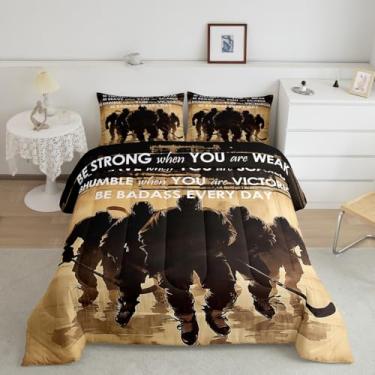 Imagem de Erosebridal Jogo de cama casal, com frases de disco de hóquei no gelo, para amantes de hóquei, para meninos, homens, crianças, adolescentes, para amantes de hóquei, jogo de bola rústica