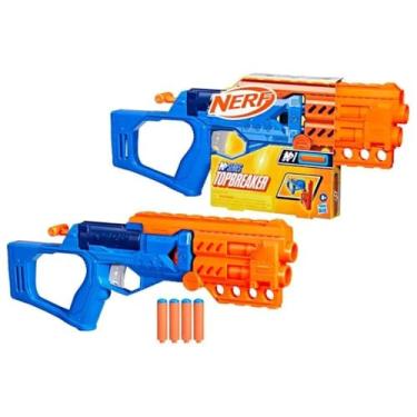 Imagem de Nerf N Series Topbreaker, Lançador em plástico azul e laranja com 4 dardos Nerf N1 (compatíveis apenas com lançadores N Series), para crianças a partir de 8 anos