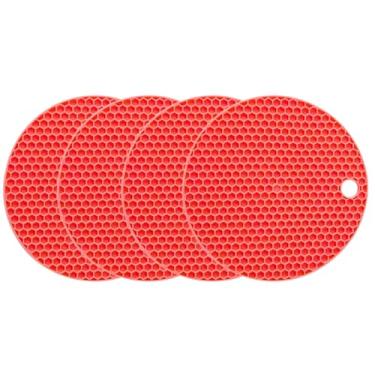 Imagem de Descanso de panela quente de silicone protetor de mesa kit 4un (Vermelho)
