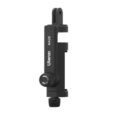 Imagem de HollyWave Suporte Tipo GoPro MA28 para Smartphone Preto – Ajuste de 55 a 96mm, Rotação de 360°, Sapata Fria Adicional, Compatível com Sistema de Montagem GoPro