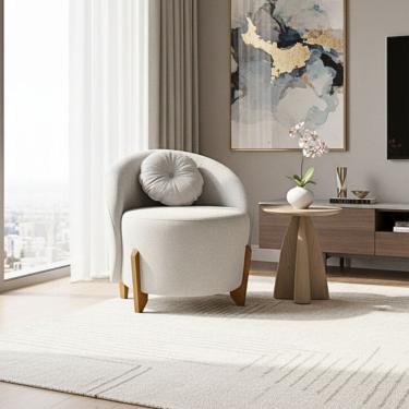 Imagem de Poltrona Orgânica Curva Amsterdã Boucle Cinza Claro - Montanari`s Decor