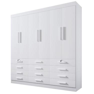 Imagem de Guarda Roupa Mônaco Plus Branco 6 Portas 12 Gavetas D?doro