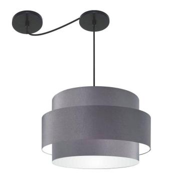Imagem de Lustre Sala De Jantar Com Desvio Vivare Md-4401 Cúpula Em Tecido 60cm Cinza-escuro 127/220v
