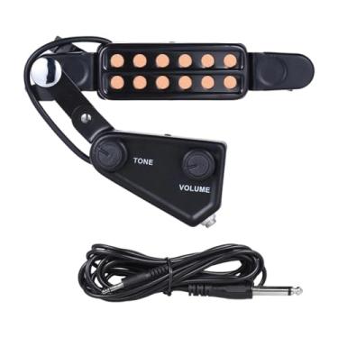 Imagem de menolana Pré-amplificador de captação de guitarra com 12 orifícios de som, fácil instalação com cabo para músico, acessório de guitarra elétrica e amplificador, Dourado com Ajustável