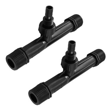 Imagem de AUXBC 2 peças de injetor de fertilizante Venturi de 2,5 cm, tubo misturador de irrigação de plástico preto, dispositivo de sistema de água agrícola para jardim e gramado