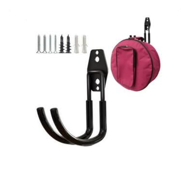 Imagem de zoele Suporte de parede para pandeiro, suporte de tarola, alça de ombro, gancho de parede, estojo de armazenamento de pandeiro, gancho de parede (preto)