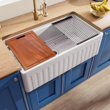 Imagem de Resina de poliuretano de superfície sólida simplifica a pia nano de fazenda, durável, cor consistente, fácil de limpar, acessórios embutidos