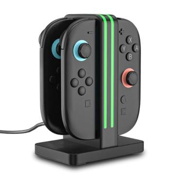 Imagem de WUXIDIXI Base de carregamento compatível com controles Nintendo Switch 2 Joy Con, estação de carregamento Switch 2 com indicação LED e cabo de carregamento - Preto