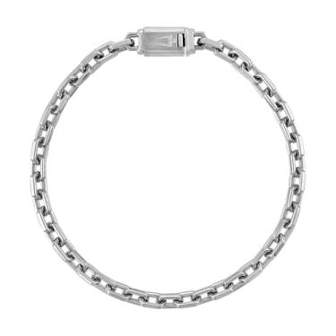 Imagem de Bulova Pulseira masculina de aço inoxidável polido prateado com ícone, pulseira de cabo hexagonal, comprimento 18,4 cm Estilo: BVB1129-XSTNA72