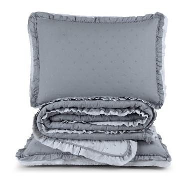 Imagem de Colcha Alice 200 Fios King 03 Peças 100% Poliéster - Cinza