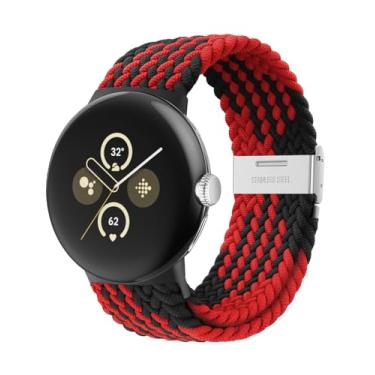 Imagem de BandRain Pulseiras trançadas elásticas compatíveis com Google Pixel Watch 4 3 de 41 mm/Pixel Watch 2/Google Pixel Watch – Conector atualizado – Pulseiras esportivas respiráveis de nylon elástico para