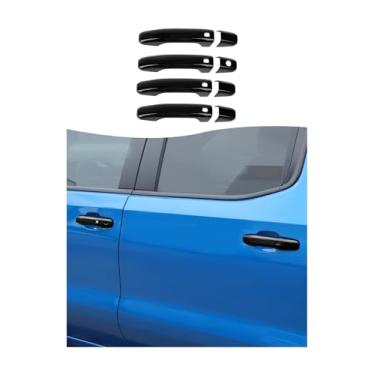 Imagem de Hoolcar Cobertura de maçaneta externa preta compatível com Chevy Silverado GMC Sierra/Tahoe/GMC-Yukon 2021+ 2019-2024 Capa protetora de maçaneta (com 4 furos para chave inteligente)
