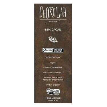 Imagem de Chocolate 85% Cacau Açúcar Demerara Orgânico Chokolah 68G