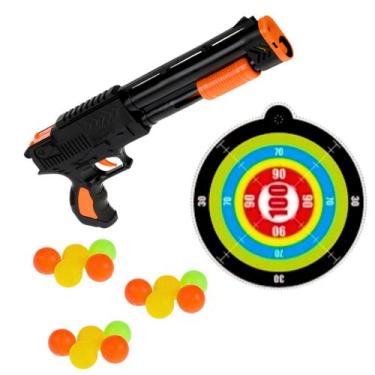 Imagem de arminha lança bolinhas binquedo infantil tiro ao alvo presente menino 