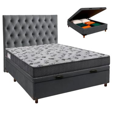 Imagem de Kit Cabeceira + Cama Box Bau  + Colchão Casal D33 Iso100 Ortobom