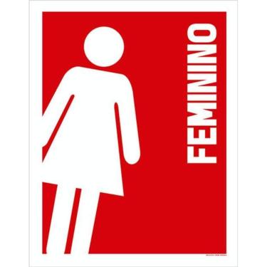 Imagem de Kit 5 Placas Inclinado Feminino Banheiro 36X46