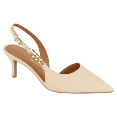 Imagem de Scarpin Vizzano Slingback Feminino Elegância bico fino, Creme, 38