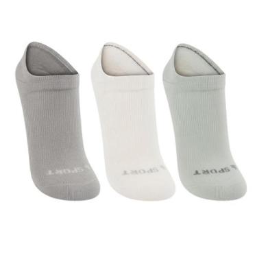 Imagem de Kit 3 meias lupo sapatilha ref:3271 feminino, Cinza, Off white, Verde,