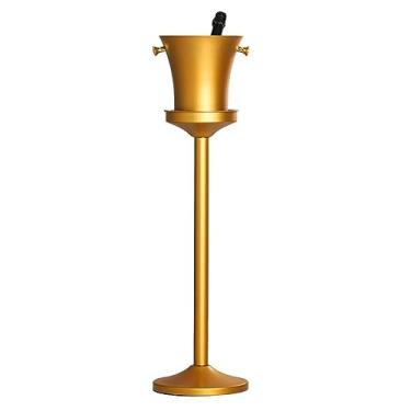 Imagem de Balde de gelo com suporte, recipiente de cubo de gelo, balde de gelo de aço inoxidável, balde de vinho no suporte, balde de gelo dourado champanhe para vinho cerveja KTV Club Bar churrasco festa