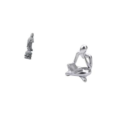 Imagem de Fenteer Estátua de Pedra Do Pensador Abstrato Guan Yin, Ornamento, Decoração Budista Feng Shui para Corredor Interno, Quarto, Lareira, Mesa, Sala de Estar, Pr