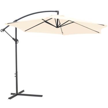 Imagem de Ombrelone Lateral Suspenso 3M Jardim de Alumínio com Base e Manivela Branco Importway Iwobl-300Br