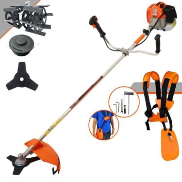 Imagem de Roçadeira Multifuncional À Gasolina Vulcan VR620H 62cc 3HP Alta Rotação Completo Com 2 Opções de Corte Carretel + Faca 3 Pontas + Enxada Rotativa