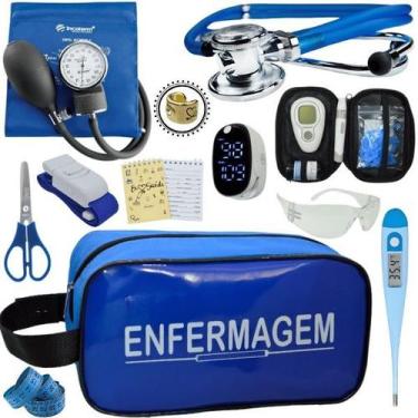 Imagem de Kit Enfermagem Aparelho de Pressão Estetoscópio Medidor Glicose Comple