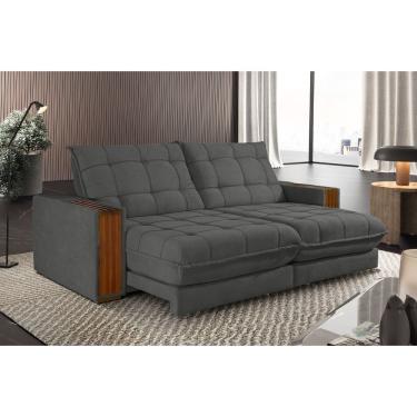 Imagem de Sofá Retrátil Berlim 2,30m 4 Lugares Molas Ensacadas Txr Cinza
