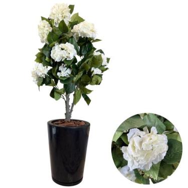Imagem de Planta Hortência Artificial Realista Completa Vaso Arranjo - Flor Imp