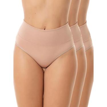 Imagem de Kit 3 Calcinhas Cinta Suplex Cós Alto Modeladora Gestante Pós-Parto Co