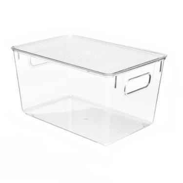 Imagem de Caixa Organizadora de Acrilico Tampa Geladeira Cozinha Transparente Banheiro(Caixa C/Tampa Grande)