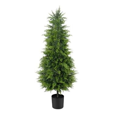 Imagem de SEVENLOVE Topiaria artificial de cedro de 152 cm, um conjunto, topiaria de cedro em vaso de 1,5 m, arbusto de planta artificial para varanda da frente, decoração de escritório em casa (1, 5)