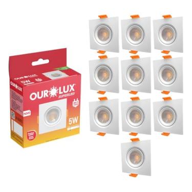 Imagem de Kit Spot LED 10 Unidades 5W Luz Branco Frio 6500K Embutir Quadrado Bivolt