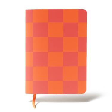 Imagem de Caderno Laranja e Rosa Aesthetic Quadriculado Xadrez Caderneta Moleskine Sketchbook A5 15x21 Folhas Brancas Sem Pauta Kraft