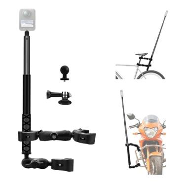 Imagem de WEWOGA Kit de montagem de motocicleta com suporte invisível de guidão de bicicleta de 119 cm compatível com Insta360 X4 X3 X2 X ONE RS R, com cabeças esféricas duplas, super grampos, adaptador de