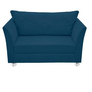 Imagem de Namoradeira Lisboa 02 Lugares Para Sala Salão Escritório Suede Azul Marinho