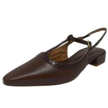 Imagem de Sapatilha Feminina Slingback Salto Baixo Moderna Lia Line-Feminino
