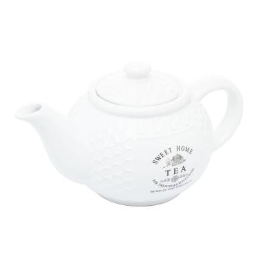 Imagem de Bule Para Chá de Cerâmica Sweet Home Colméia Branco 1 Litro Bon Gourmet
