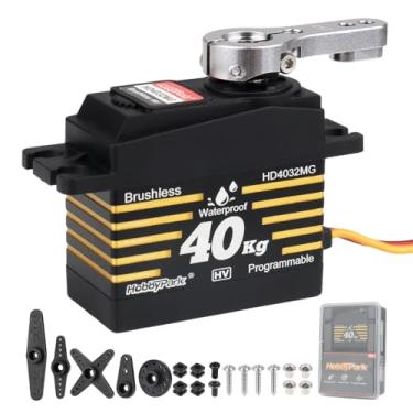 Imagem de HobbyPark 40kg Waterproof High Torque RC Steering Servos Brushless Motor Fast Speed Standard Size HV Metal Gears for 1/8 1/10 RC Crawler Car Truck Buggy Control Angle 180° Programmable