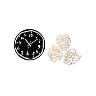 Imagem de Fenteer Relógio de Parede com Folhas de Palmeira em Acrílico, Ornamento, Arte Minimalista Moderna, Relógio Decorativo Silencioso, Decoração Criativa de Madeir