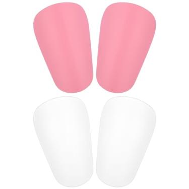 Imagem de 4 mini caneleiras de futebol, 8,15 x 4,97 cm extra mini caneleiras de futebol minúsculas caneleiras protetoras para homens, mulheres, meninos, meninas, grafitáveis, faça você mesmo (rosa, branco)