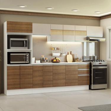 Imagem de Armário De Cozinha Completa 100% MDF 310 Cm Smart 02 Branco/Rustic/Crema