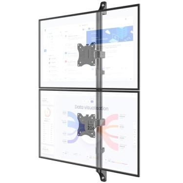 Imagem de WALI Suporte de parede para monitor duplo, telas de até 38 polegadas, suporte de parede para monitor empilhado vertical, VESA 75 x 75/100 x 100 mm, comporta até 10 kg por monitor, preto